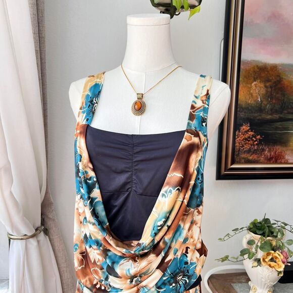 Floral Cowl Neck Dress – Size Medium - Picture 2 of 6